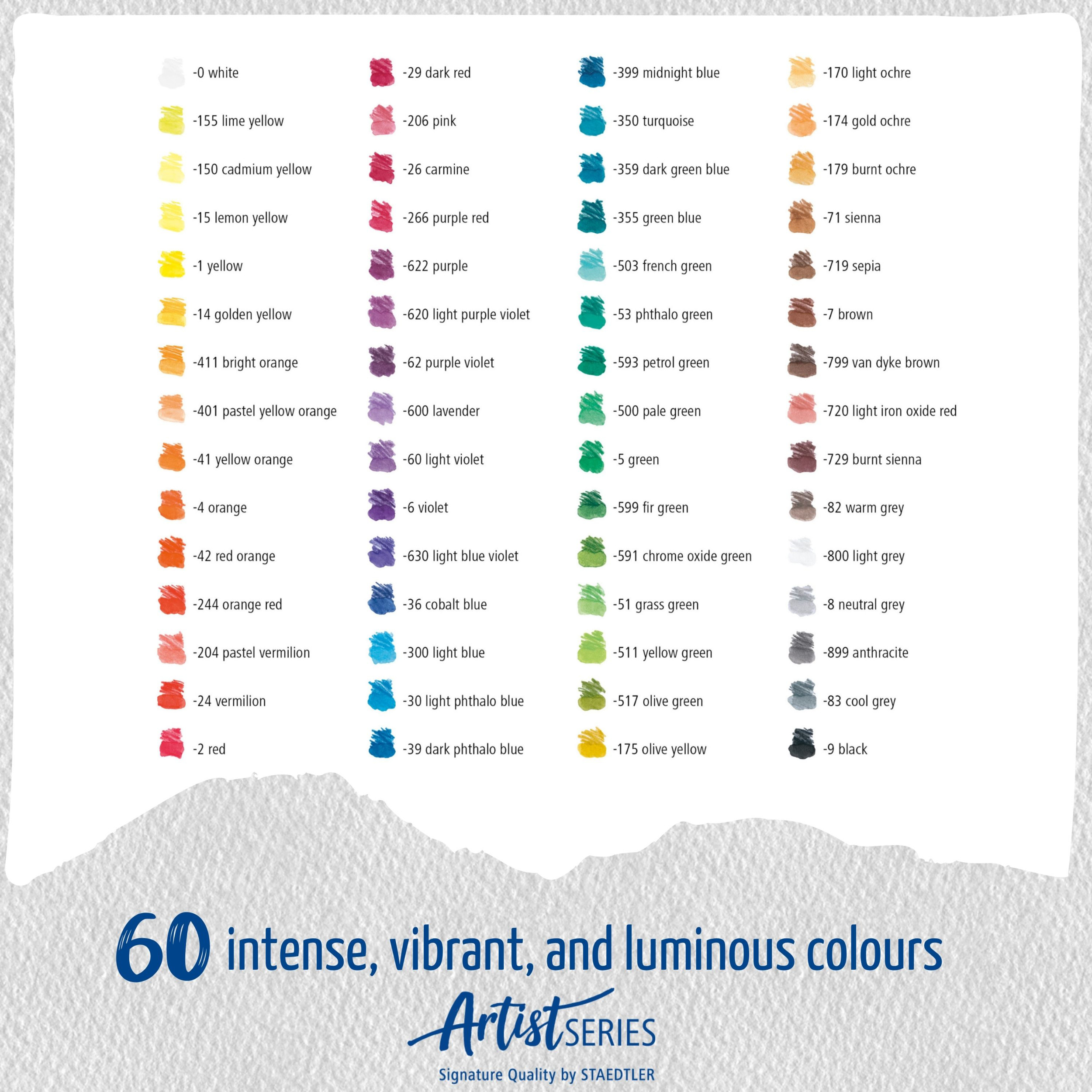 Staedtler Mars Lumograph Colour Aquarell – 60 vannløselige fargeblyanter i metallskrin - Bilde 2