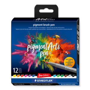 Staedtler Pigment Arts Brush Pen 12-pack med fargerike penselpenner i brushtupp for illustrasjon, lettering og kreative prosjekter