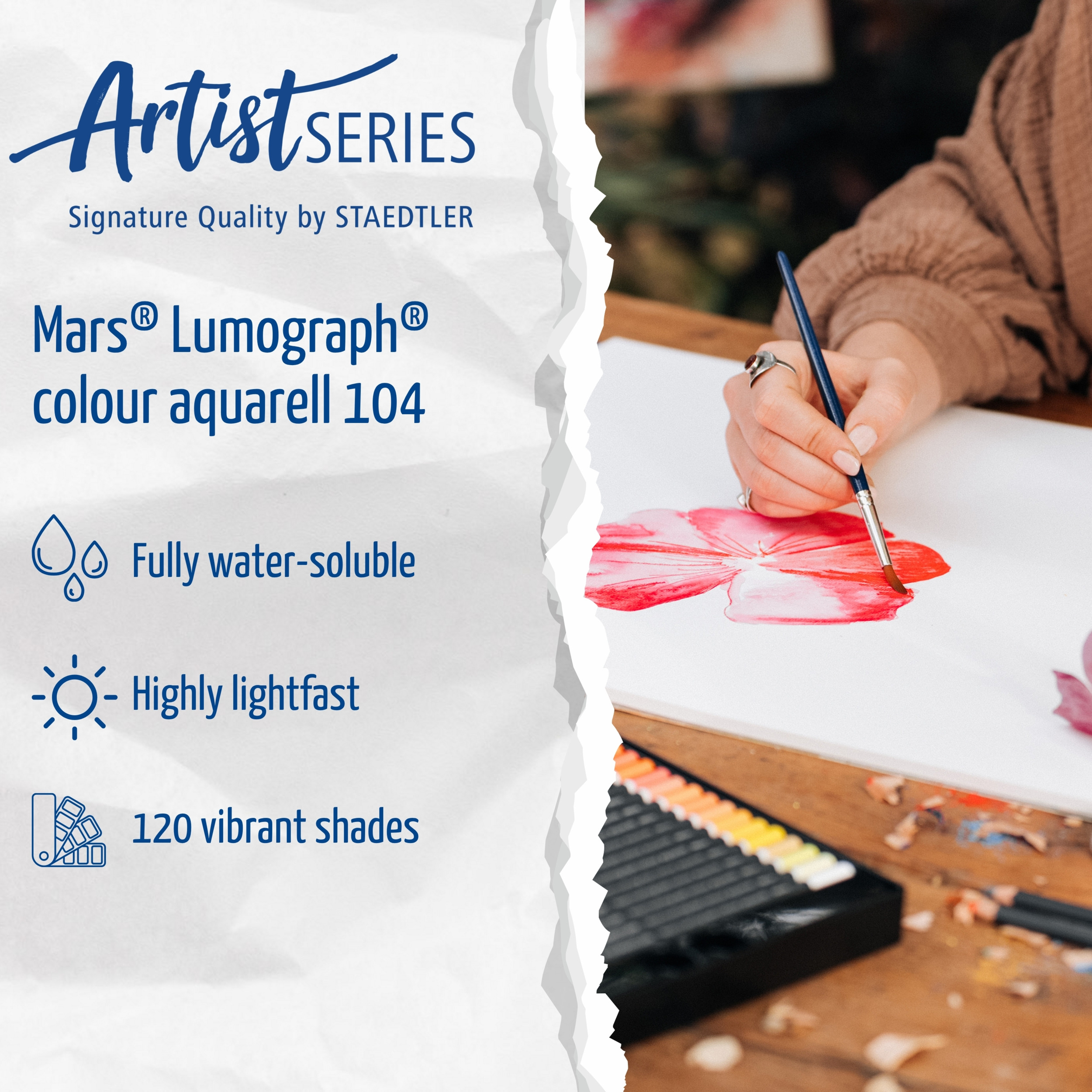 Staedtler Mars Lumograph Colour Aquarell – 60 vannløselige fargeblyanter i metallskrin - Bilde 4