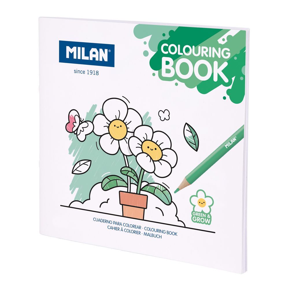 MILAN Fargeleggingshefte Green & Grow med 20 natur- og planteillustrasjoner på 140 g papir for barn.