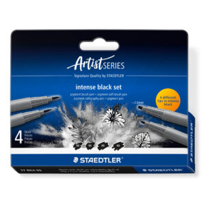 Staedtler Brush Pen Black Set 4stk med fire ulike tupper for illustrasjon og lineart
