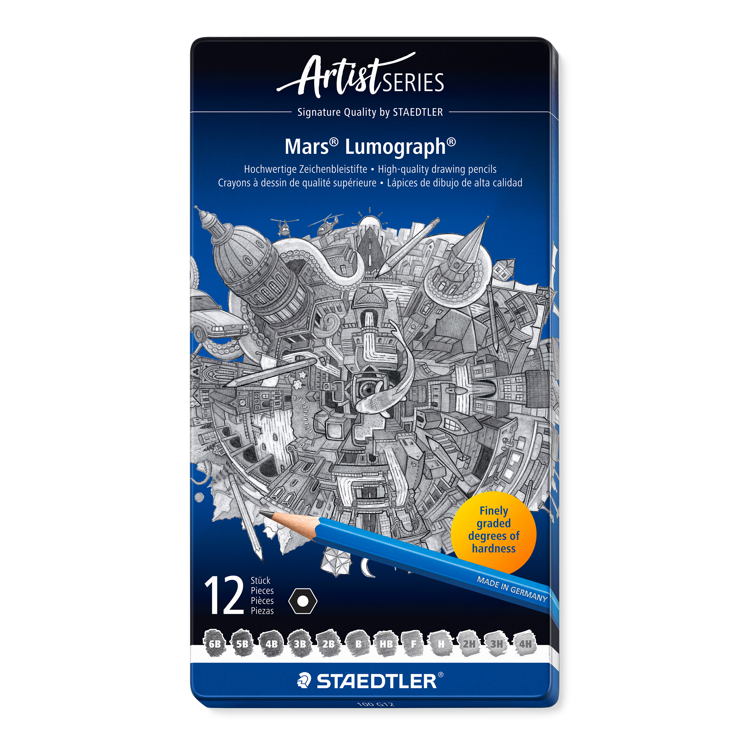 staedtler-mars-lumograph-100-g12-blyantsett-12-grafittblyanter-i-metallskrin