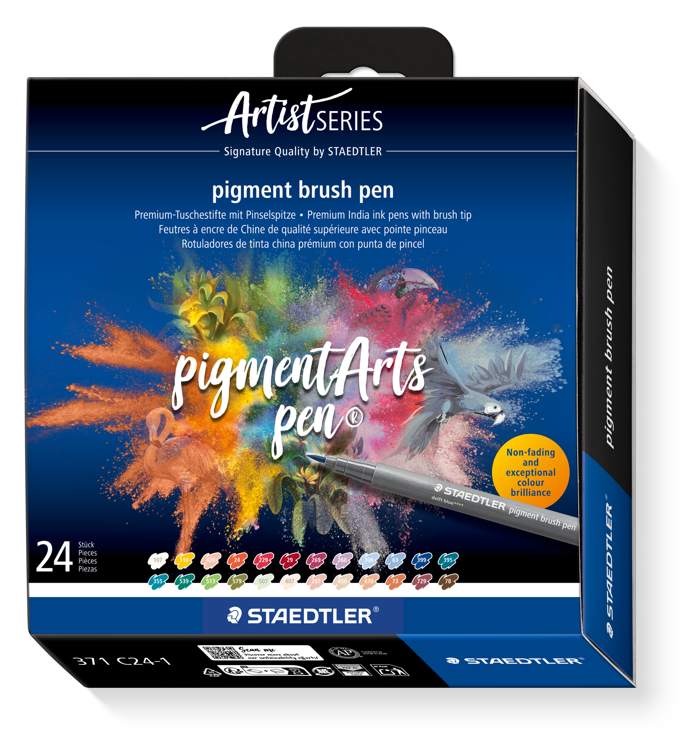 Staedtler Portrait Colours Brush Pen 24stk – pigmenterte og vannfaste penselpenner for illustrasjon og kreative prosjekter