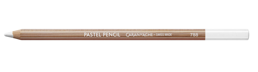 Caran d’Ache pastellblyant i fargen Chinese White, hvit pastellblyant for høylys og detaljarbeid