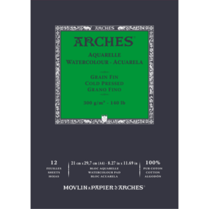 Arches Aquarelle akvarellblokk A4, 300 g/m², fin struktur, 100 % bomull