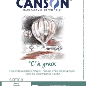 Canson C à grain 125 g A5 skisseblokk med 30 ark, lett strukturert papir for blyant, pastell og kull