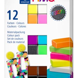 FIMO Colour Pack 8013 C – 12 neonfarger ovnsherdende modellkitt i halvblokker