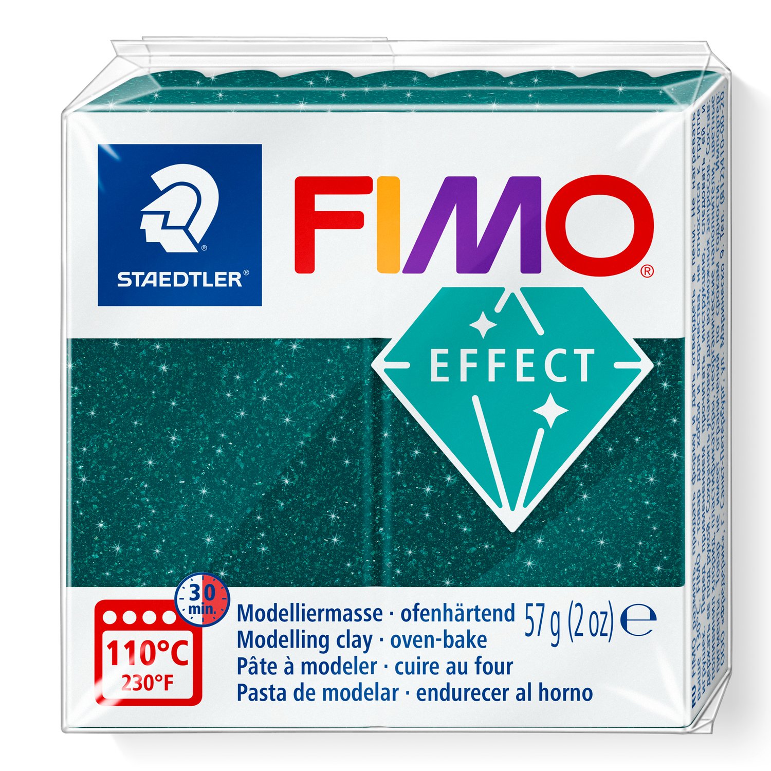 FIMO Galaxy Green 8010 – ovnsherdende modellkitt med glitrende grønn Galaxy-effekt, 57 g