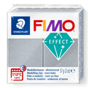 FIMO soft 8010-048 Silver Metallic ovnsherdende modellkitt i sølv metallic leire, 57 g