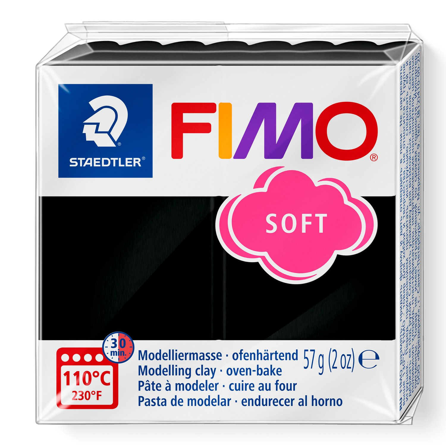 FIMO soft 8020 Black ovnsherdende modellkitt i svart leire, 57 g
