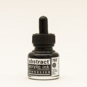 Sennelier Abstract Akrylblekk i fargen Carbon Black, flytende akrylblekk i dyp svart nyanse i 30 ml flaske