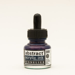 Sennelier Abstract Akrylblekk i fargen Indigo Blue, flytende akrylblekk i dyp blå-lilla nyanse i 30 ml flaske
