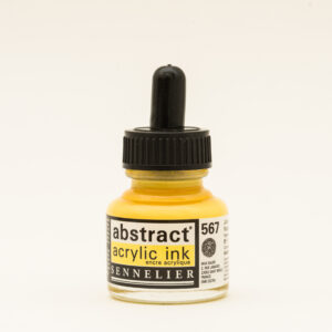 Sennelier Abstract Akrylblekk i fargen Naples Yellow, flytende akrylblekk i varm, lys gulbrun nyanse i 30 ml flaske