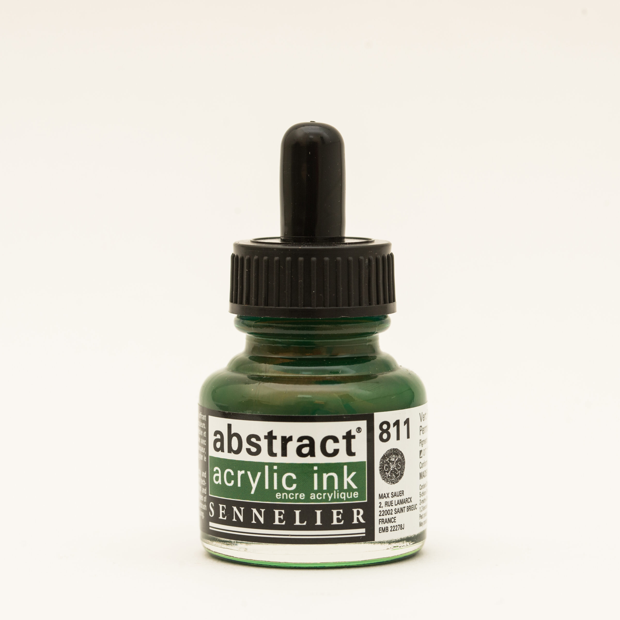 Sennelier Abstract Akrylblekk i fargen Permanent Green Light, flytende akrylblekk i lys frisk grønn nyanse i 30 ml flaske