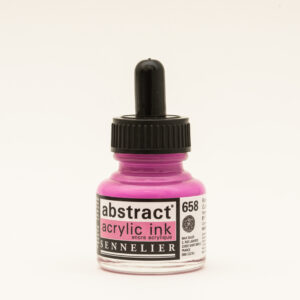 Sennelier Abstract Akrylblekk i fargen Quinacridone Pink, flytende akrylblekk i klar kald rosanyanse i 30 ml flaske
