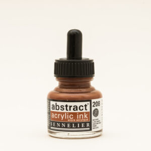 Sennelier Abstract Akrylblekk i fargen Raw Sienna, flytende akrylblekk i varm gyllen jordtone i 30 ml flaske