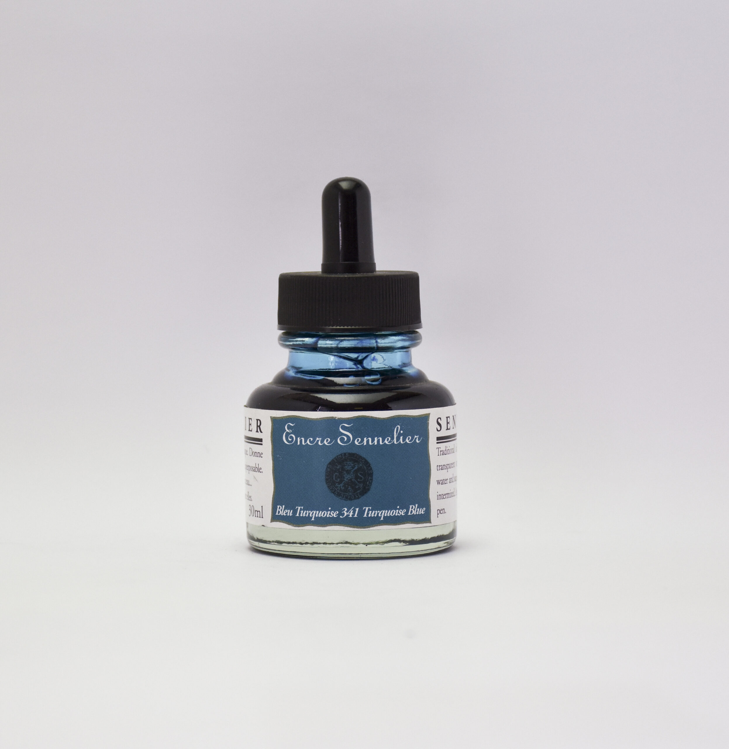 Sennelier Blekk 30 ml Turquoise Blue – klar blågrønn kunstnerblekk.