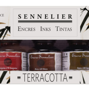 sennelier brown colours ink set med fem flasker à 30 ml kunstnerblekk i varierte bruntoner
