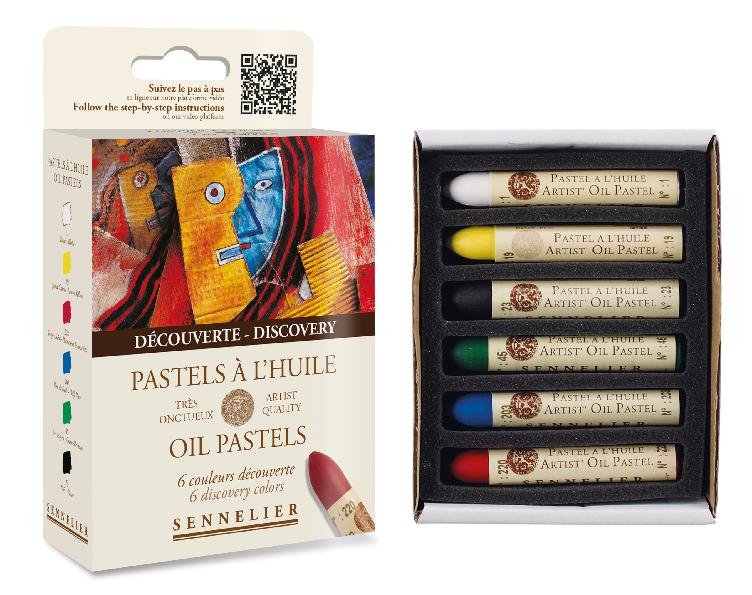 Sennelier Oil Pastels Discovery sett med 6 oljepasteller i pappeske