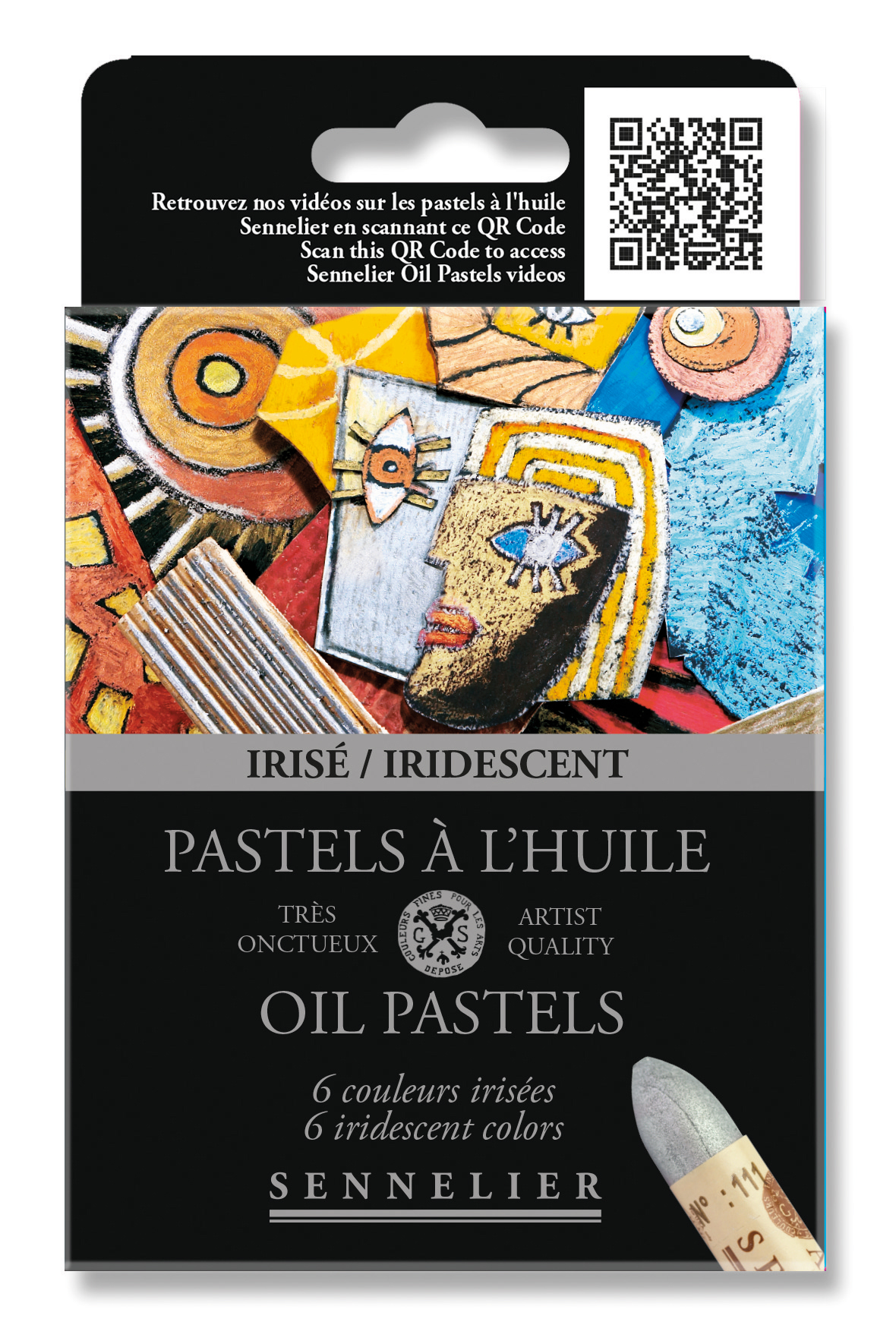 Sennelier Oil Pastels Iridescence sett med 6 metalliske oljepasteller i ulike farger for tegning og kunst