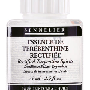 sennelier rektifisert terpentin 75 ml glasskrukke, egnet for fortynning av oljemaling og rengjøring av pensler