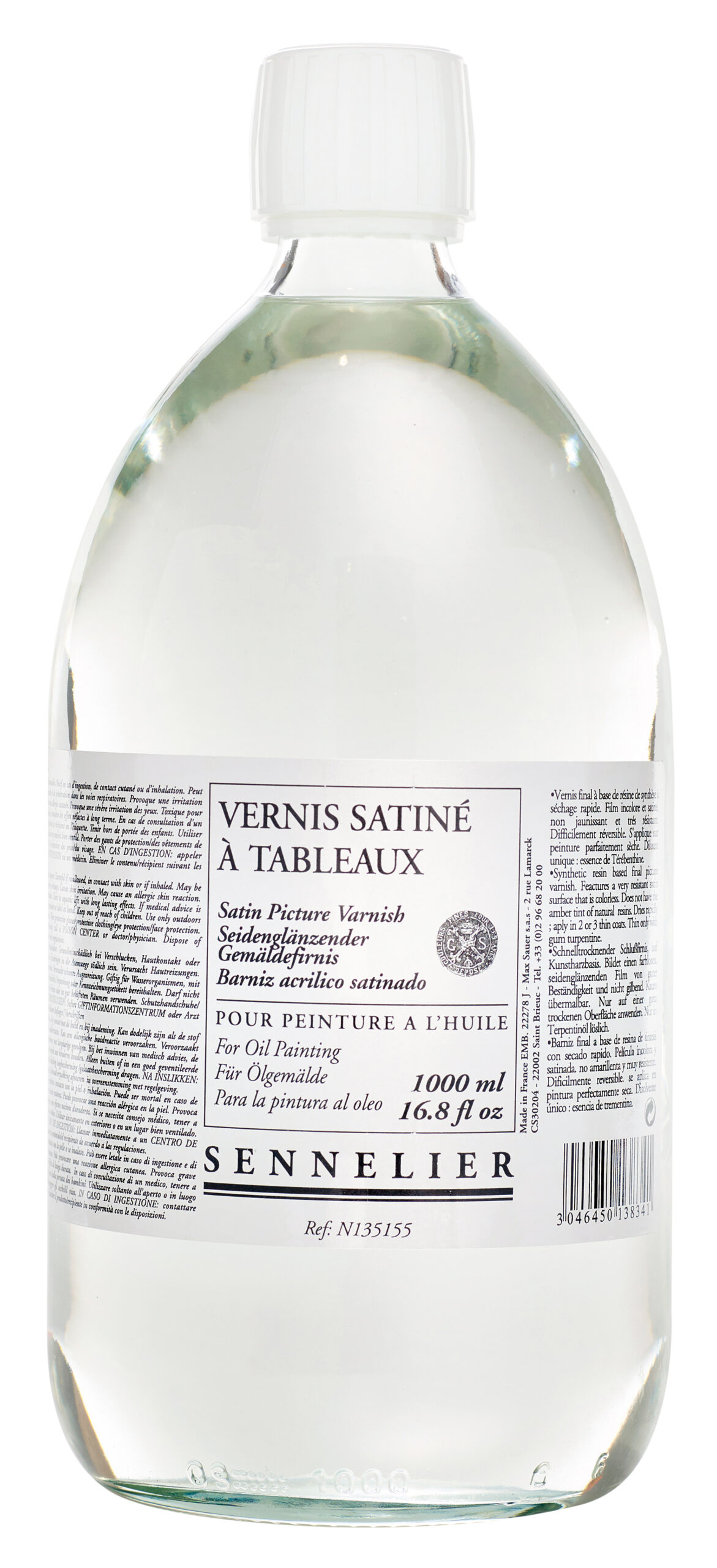 Sennelier satin malingslakk 1 L for oljemalerier – halvmatt glans