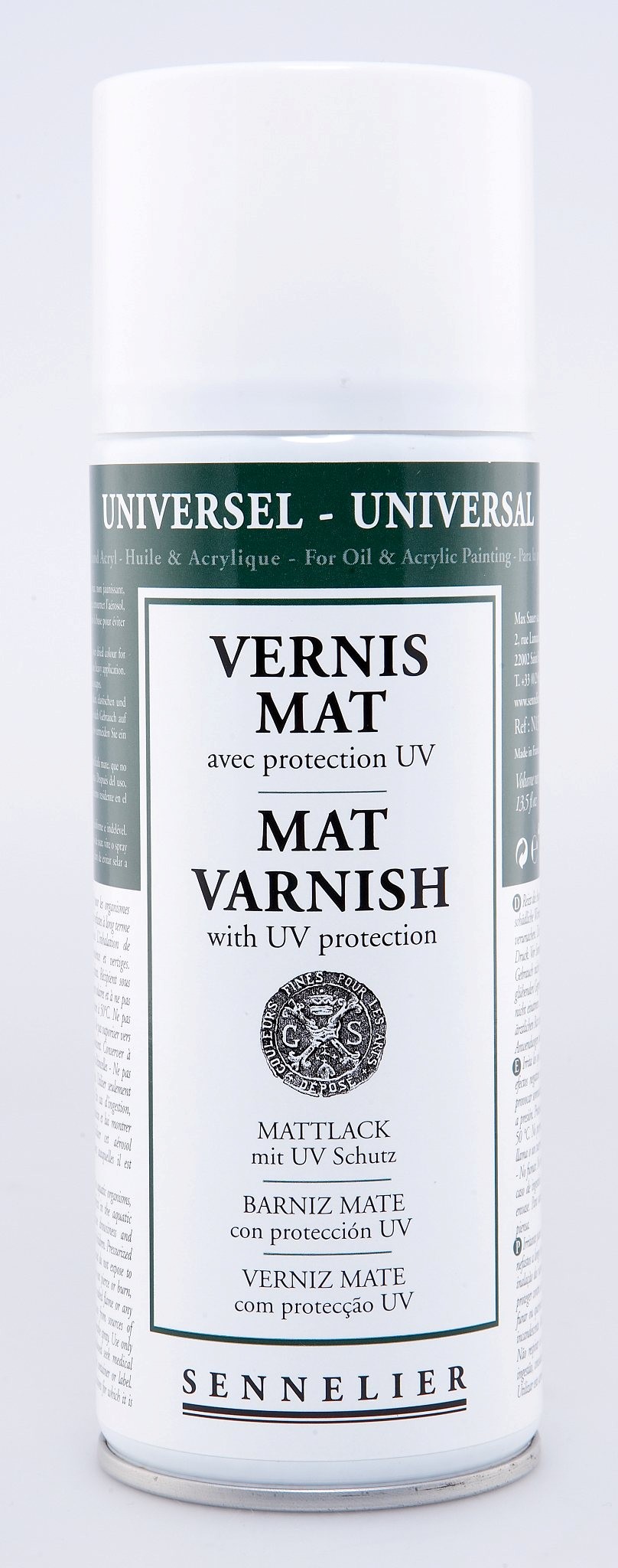 Sennelier universal matt lakk 400 ml med UV-beskyttelse – sprayflaske for oljemalerier og akryl