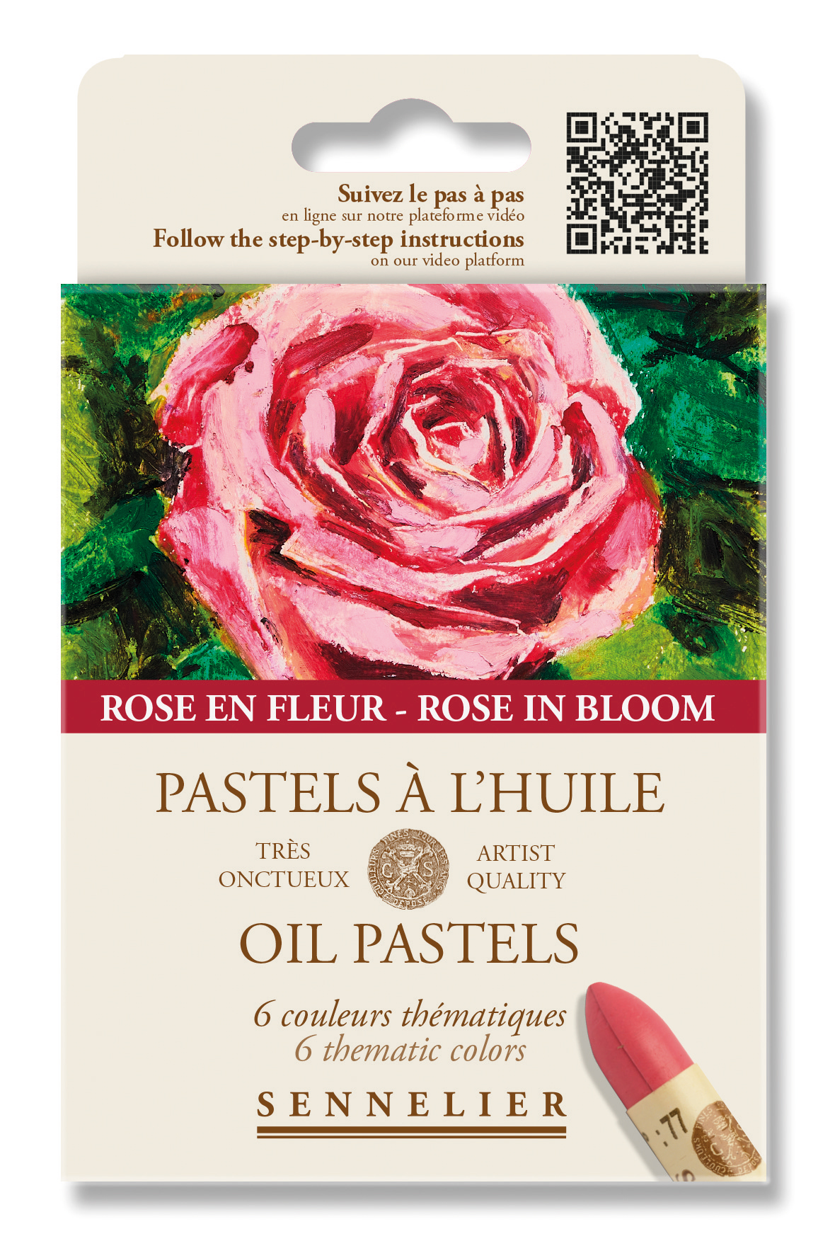 Sennelier Oil Pastels Rose in Bloom sett med 6 oljepasteller i blomsterinspirerte farger for tegning og kunst.