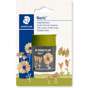 Dobbel blyantspisser med beholder fra Staedtler, med to hull for standard og tykke blyanter