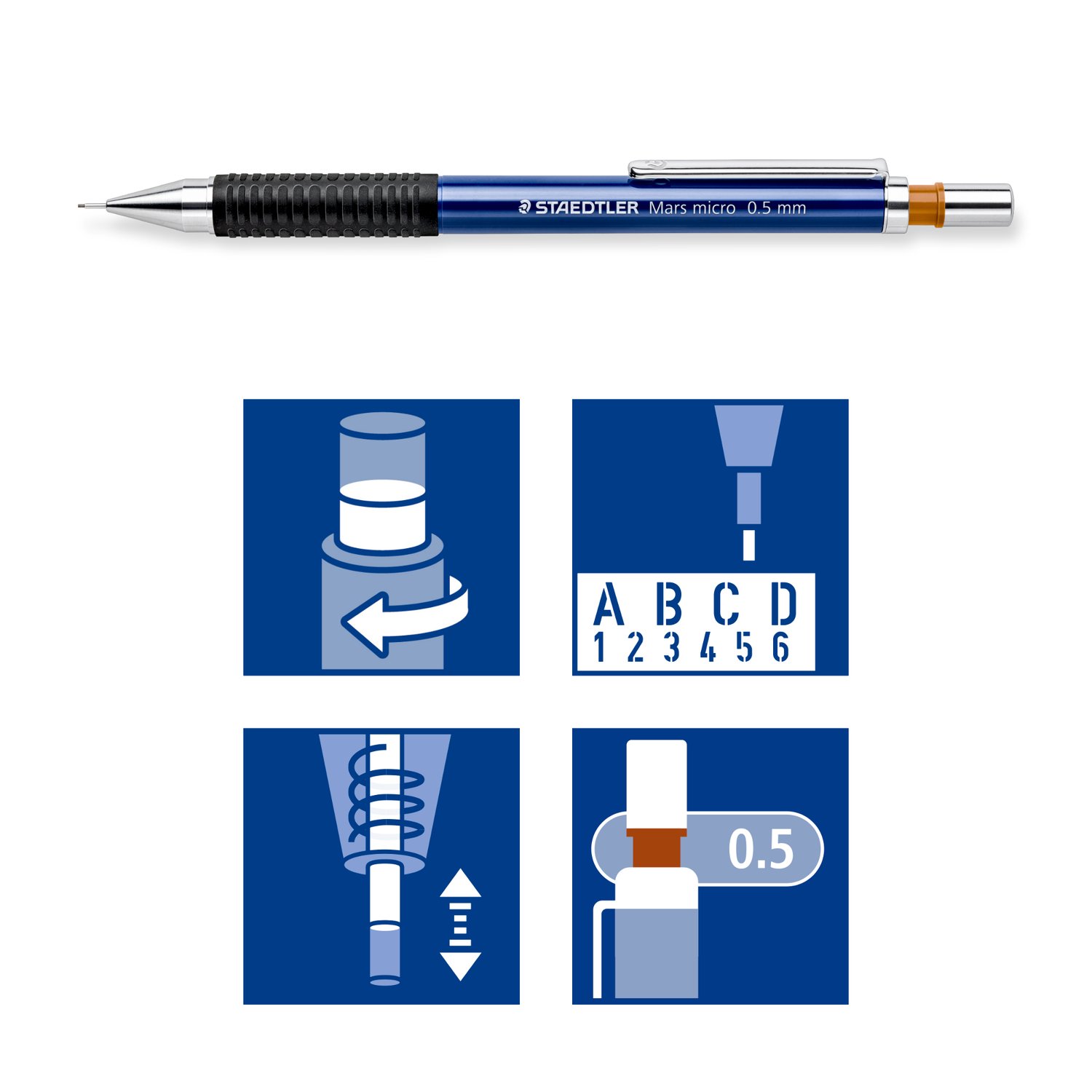 STAEDTLER Mars micro 775 mekanisk blyant 0,5 mm på blisterkort, enkel å fylle på