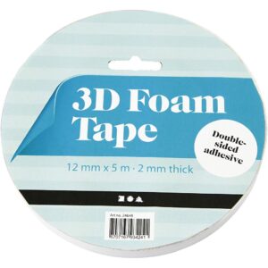 3D Foam Tape 12 mm x 5 m dobbeltsidig skumtape til scrapbooking og hobbyprosjekter