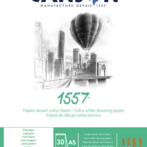 Canson 1557 A5 tegneblokk 180g med 30 ark syrefritt papir for blyant, kull, pastell og fargeblyanter