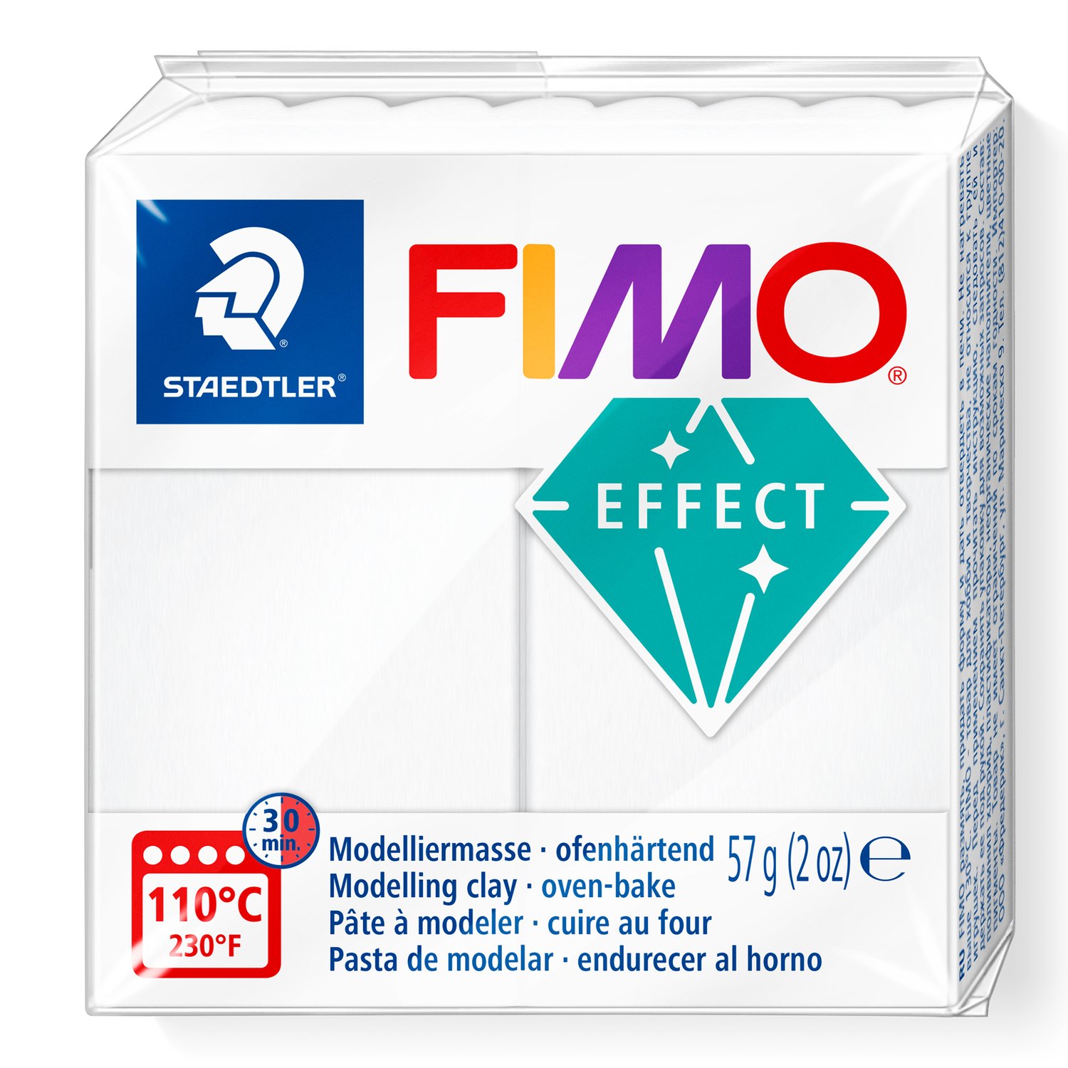 FIMO® Effect 8010 Hvit/Transparent ovnsherdende modellklei med lys og klar effekt