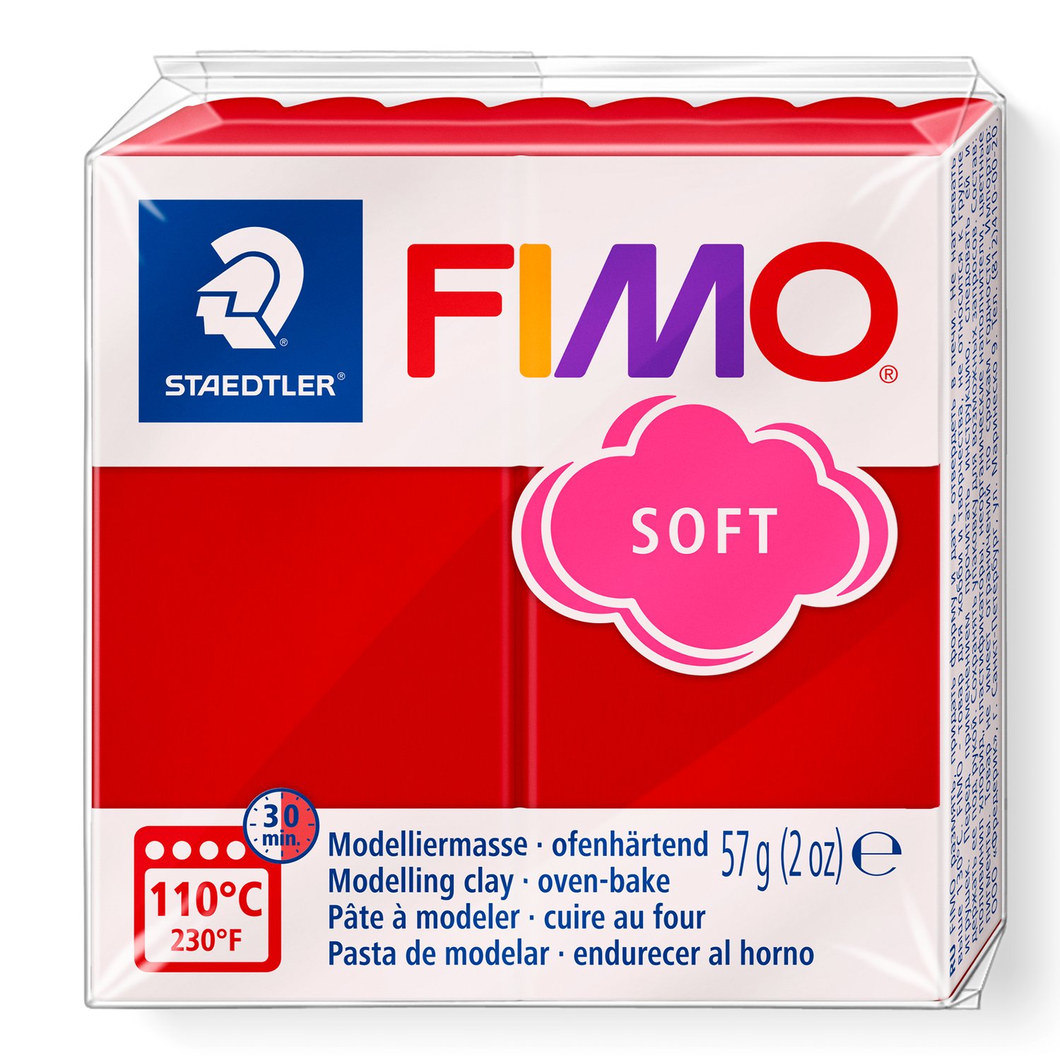FIMO® Soft 8010 Christmas Red ovnsherdende modellmasse, myk og lett å forme