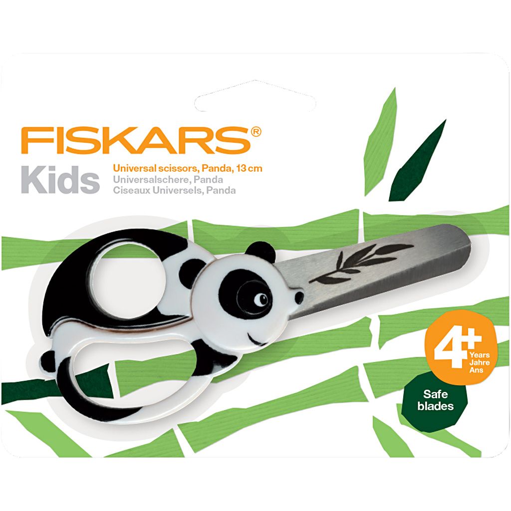 Fiskars Barnesaks Panda 4+, ergonomisk for små hender, sikker avrundet spiss