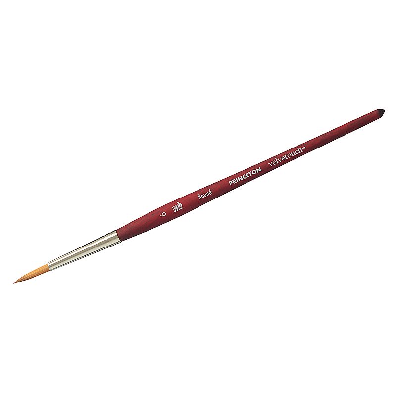 Princeton Velvetouch Round 6 pensel med kort skaft og syntetiske fibre for allsidig maling