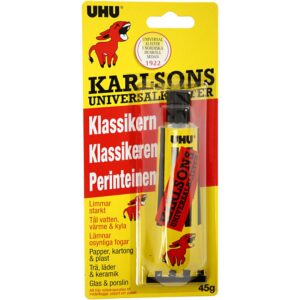 Universallim UHU Karlsons Klister 45 g – transparent lim til papir, tre og hobbyprosjekter