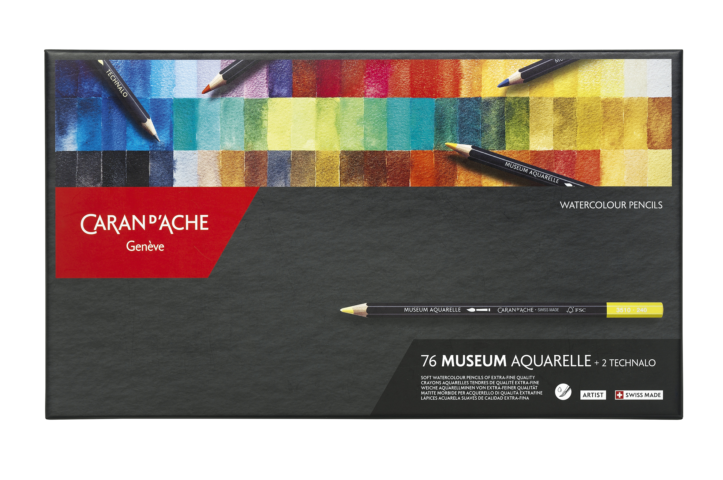 Caran d’Ache Museum Aquarelle 76+2 stk FSC akvarellblyanter i praktisk eske