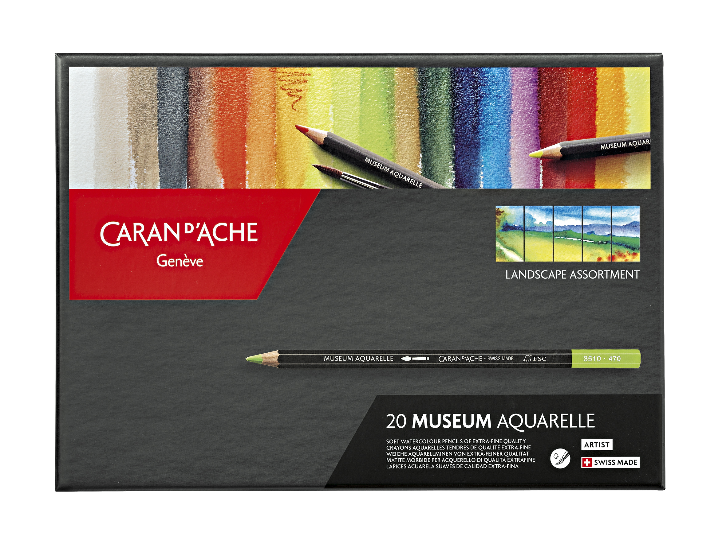 Caran d’Ache Museum Aquarelle Landscape 20 stk FSC akvarellblyanter i metallskrin