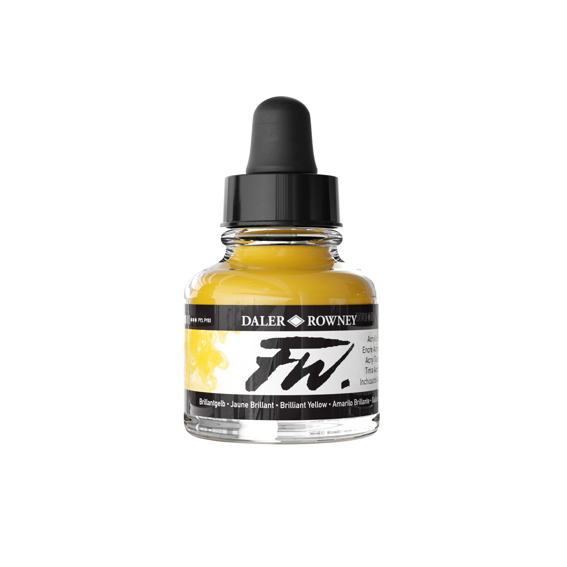 Daler-Rowney FW Acrylic Ink Brilliant Yellow 29,5 ml pigmentbasert akrylblekk