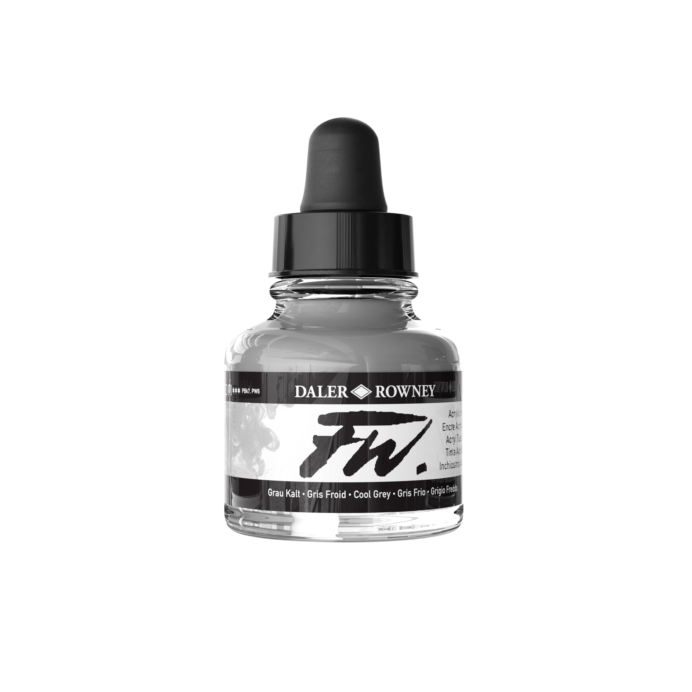 FW Acrylic Ink Cool Grey 29,5 ml fra Daler‑Rowney – akrylblekk med opak, dempet grå farge