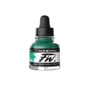 FW Acrylic Ink Dark Green 29,5 ml fra Daler‑Rowney – pigmentbasert akrylblekk med dyp grønn farge
