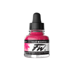 Daler‑Rowney FW Acrylic Ink Fluorescent Pink 29,5 ml – pigmentbasert transparent og lysende rosa akrylblekk.