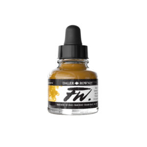 Daler‑Rowney FW Acrylic Ink Gold (Imitation) 29,5 ml – pigmentbasert opakt akrylblekk i metallisk gull.