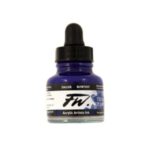 Daler‑Rowney FW Acrylic Ink Rowney Blue 29,5 ml – pigmentbasert transparent akrylblekk med klar blå farge.