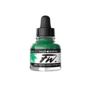 FW Acrylic Ink Sap Green 29,5 ml fra Daler‑Rowney – pigmentbasert akrylblekk med semi‑transparent grønn farge