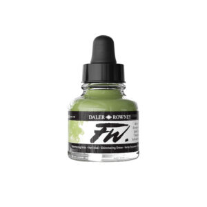 FW Acrylic Ink Shimmering Green 29,5 ml fra Daler‑Rowney – pigmentbasert akrylblekk med grønn shimmer-effekt for illustrasjon, mixed media og kreative prosjekter