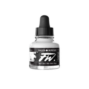 Daler‑Rowney FW Acrylic Ink White 29,5 ml – pigmentbasert opakt akrylblekk i ren hvit.
