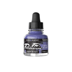 Daler‑Rowney FW Pearlescent Acrylic Ink Moon Violet 29,5 ml – pigmentbasert transparent akrylblekk med perlemorsskimmer i lilla.