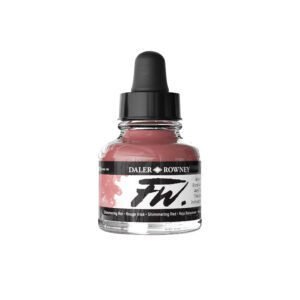 FW Pearlescent Acrylic Ink Shimmering Red 29,5 ml fra Daler‑Rowney – akrylblekk med transparent rødlig perlemors shimmer